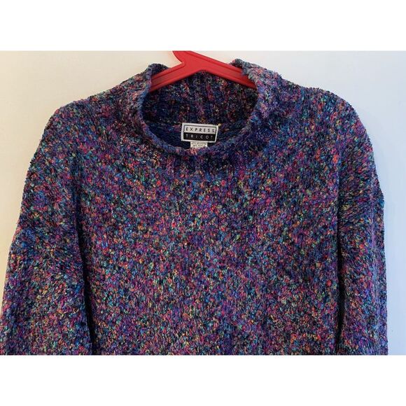Vintage Express Tricot Women's Sweater Rainbow Lambs Wool Blend Size M Mock Neck - Picture 2 of 14